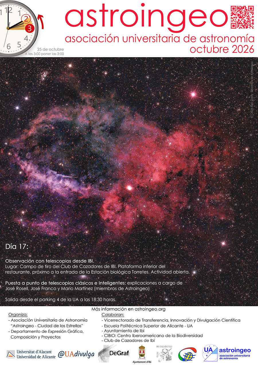 Cartel de actividades de octubre 2026 de la asociación Astroingeo